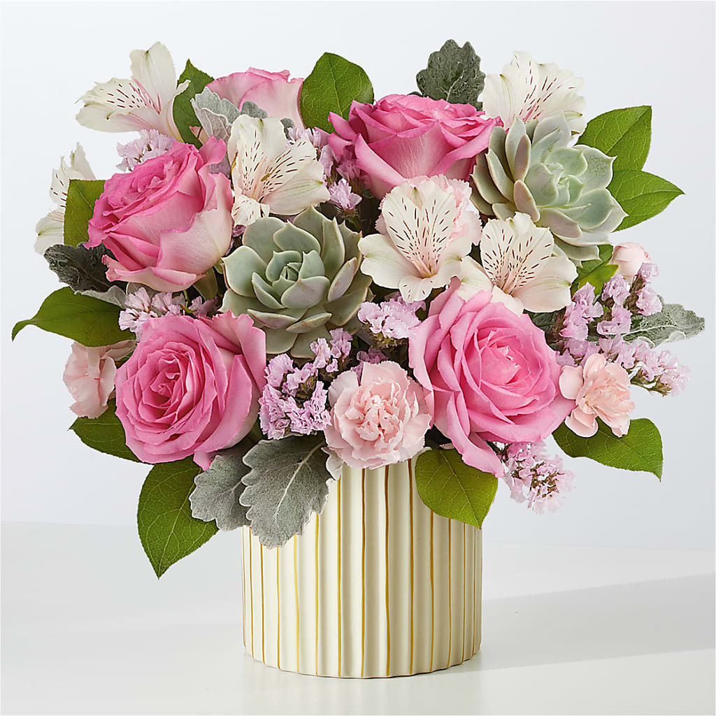 Dusty Rose Bouquet with Ivory Vase – Dillons, Hutchinson KS