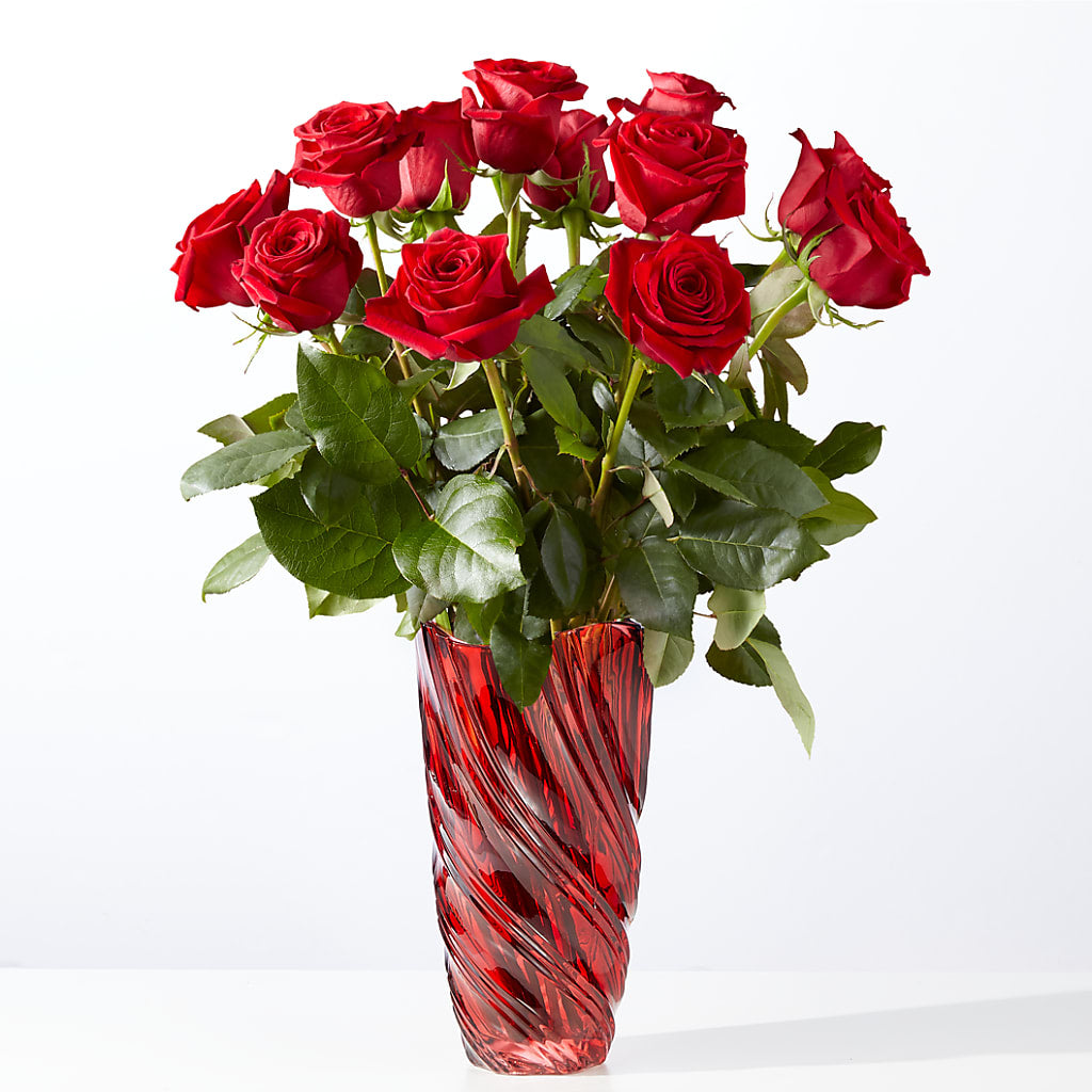 Classic Love Red Rose Bouquet with Luxe Swirl Vase – Dillons, Hutchinson KS